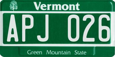 VT license plate APJ026