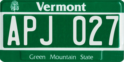 VT license plate APJ027