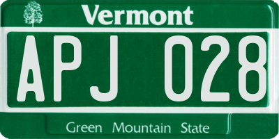 VT license plate APJ028