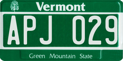 VT license plate APJ029