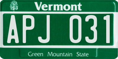 VT license plate APJ031