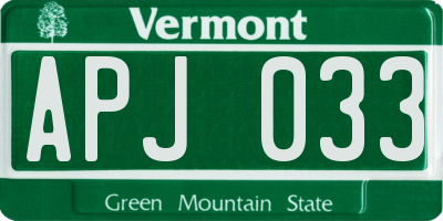 VT license plate APJ033