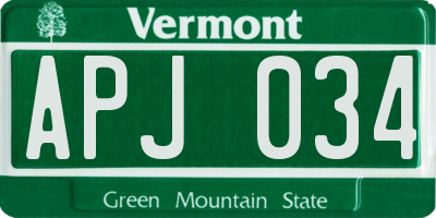 VT license plate APJ034