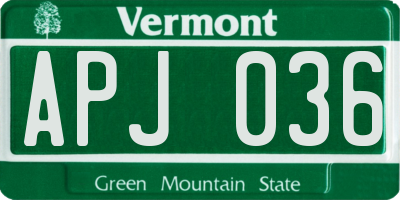 VT license plate APJ036