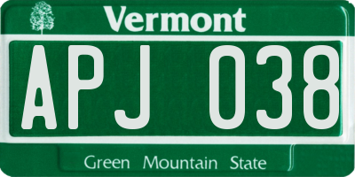 VT license plate APJ038