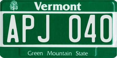 VT license plate APJ040