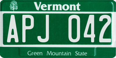VT license plate APJ042
