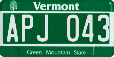 VT license plate APJ043