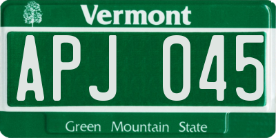 VT license plate APJ045