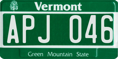 VT license plate APJ046