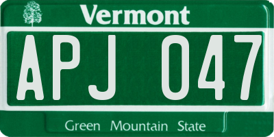 VT license plate APJ047