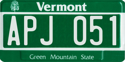 VT license plate APJ051