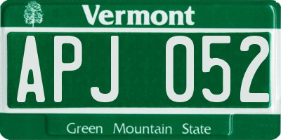 VT license plate APJ052