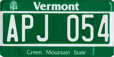 VT license plate APJ054