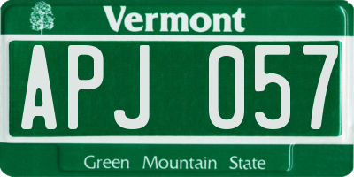 VT license plate APJ057