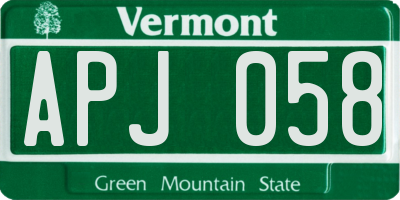 VT license plate APJ058