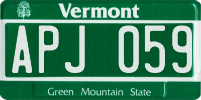 VT license plate APJ059