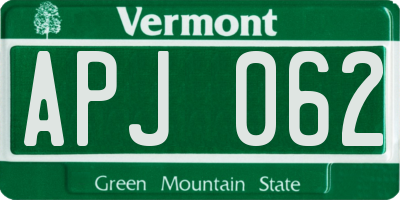 VT license plate APJ062