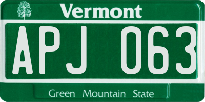VT license plate APJ063