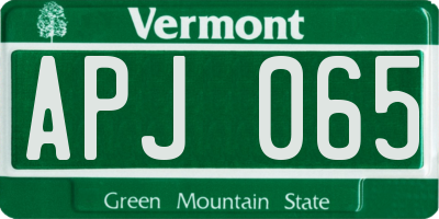 VT license plate APJ065