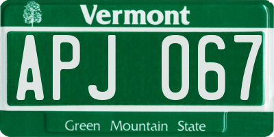 VT license plate APJ067