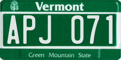 VT license plate APJ071