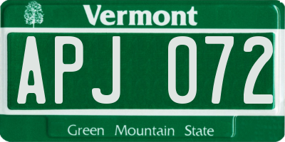 VT license plate APJ072