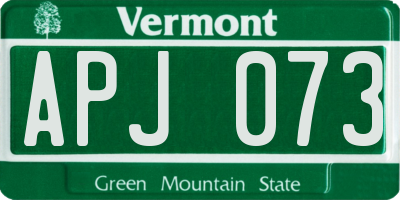 VT license plate APJ073