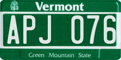 VT license plate APJ076