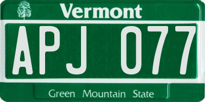 VT license plate APJ077