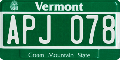 VT license plate APJ078