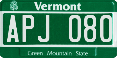 VT license plate APJ080