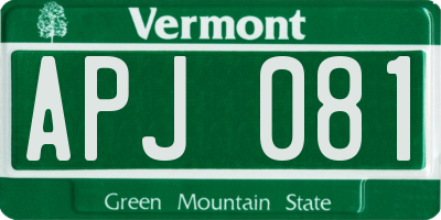 VT license plate APJ081