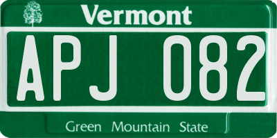 VT license plate APJ082