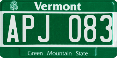 VT license plate APJ083