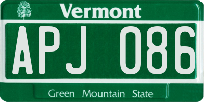 VT license plate APJ086
