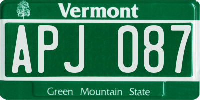 VT license plate APJ087