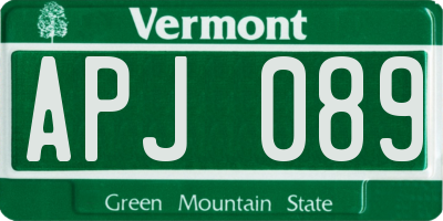 VT license plate APJ089