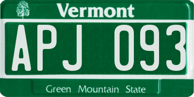 VT license plate APJ093