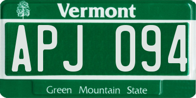 VT license plate APJ094