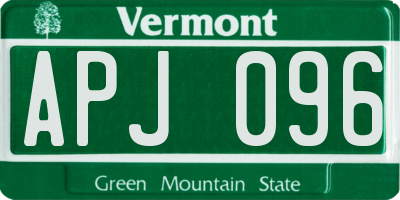 VT license plate APJ096