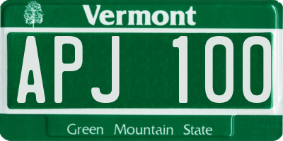VT license plate APJ100