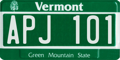 VT license plate APJ101