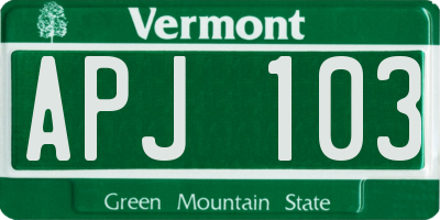 VT license plate APJ103