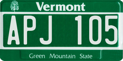 VT license plate APJ105