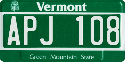 VT license plate APJ108