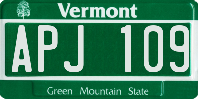 VT license plate APJ109