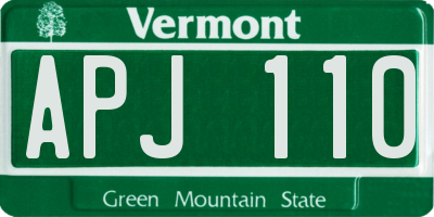 VT license plate APJ110