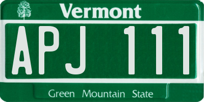 VT license plate APJ111