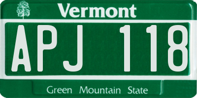 VT license plate APJ118